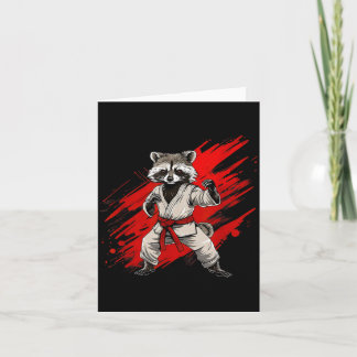 Cartão Motivo de Guaxinim de Caratê Taekwondo Jiu-Jitsu M
