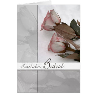 Cartão Motivo de luto: Rosas na neve