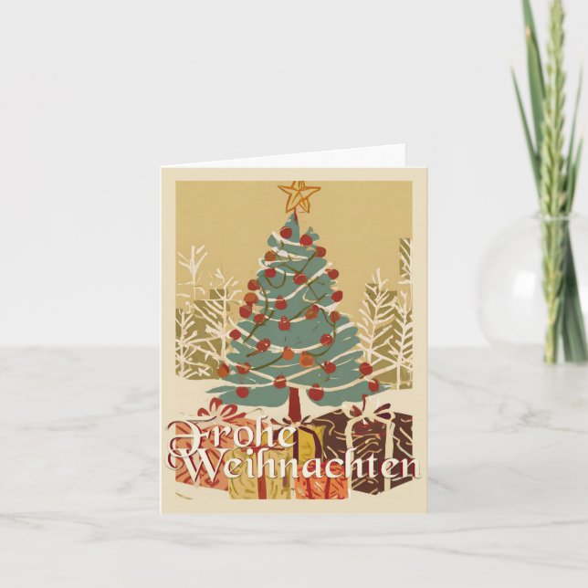 Cartão Motivo de Natal, com presentes debaixo da árvore d (Frente)