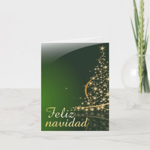 Cartão Motivo navideño verde con arbol de navidad. V2.0