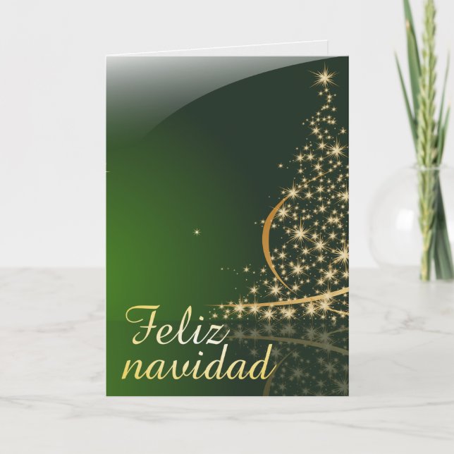 Cartão Motivo navideño verde con arbol de navidad. V2.0 (Frente)