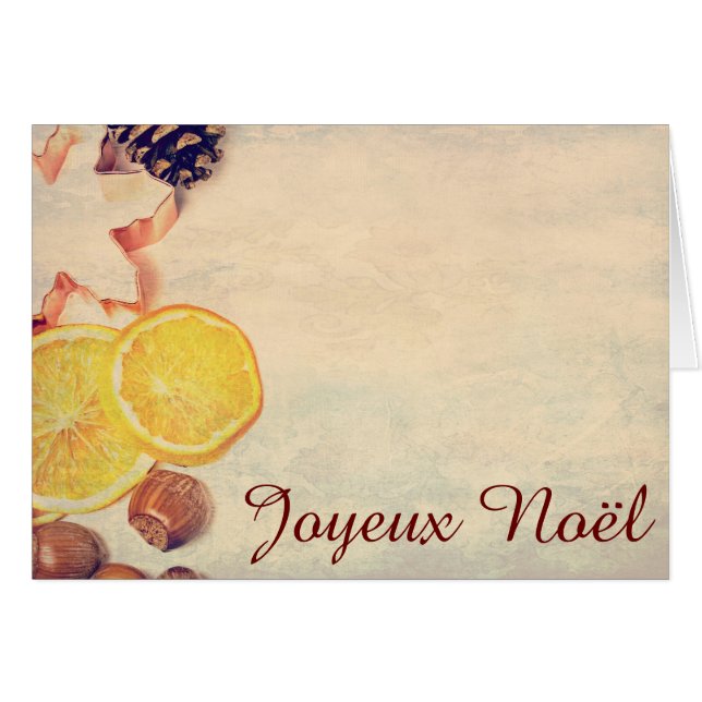 Cartão Motivo para o Natal com frutas... (Frente horizontal)