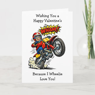 Cartão Moto Cross Wheelie Love You | Valentine's Day
