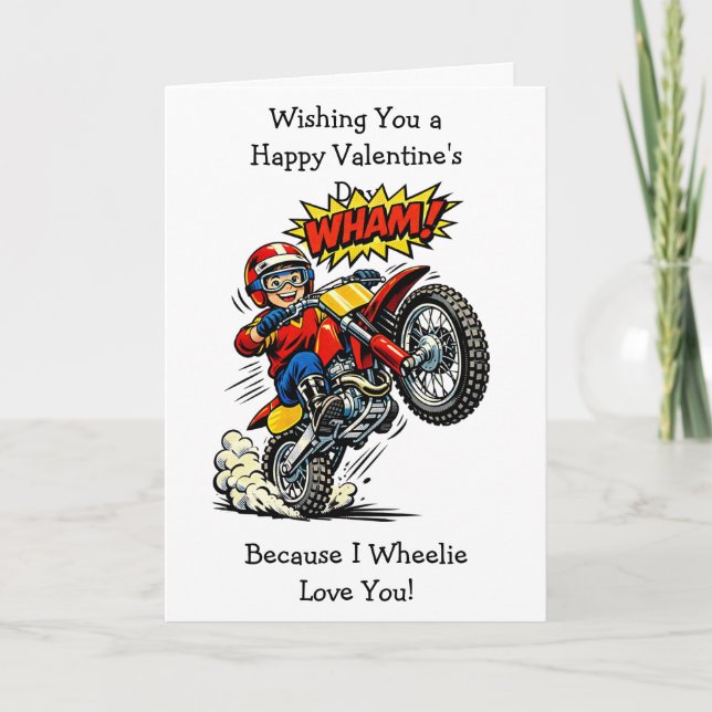 Cartão Moto Cross Wheelie Love You | Valentine's Day (Frente)