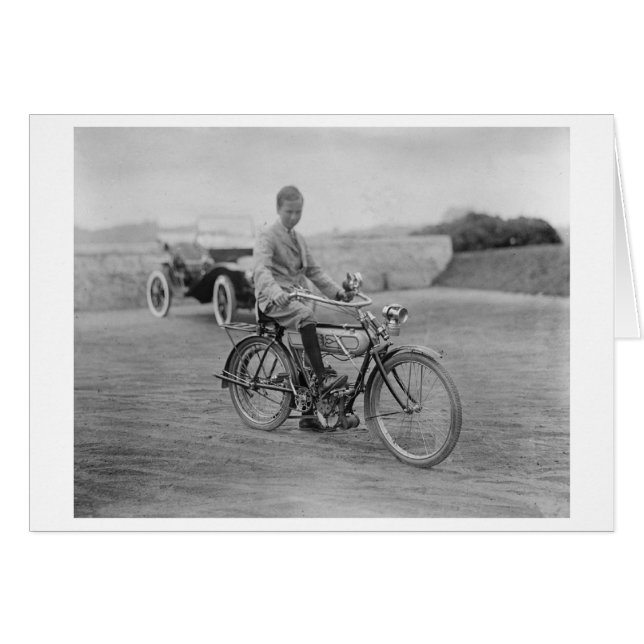 Cartão Motocicleta antiga com luz de luz anterna (Frente Horizontal)