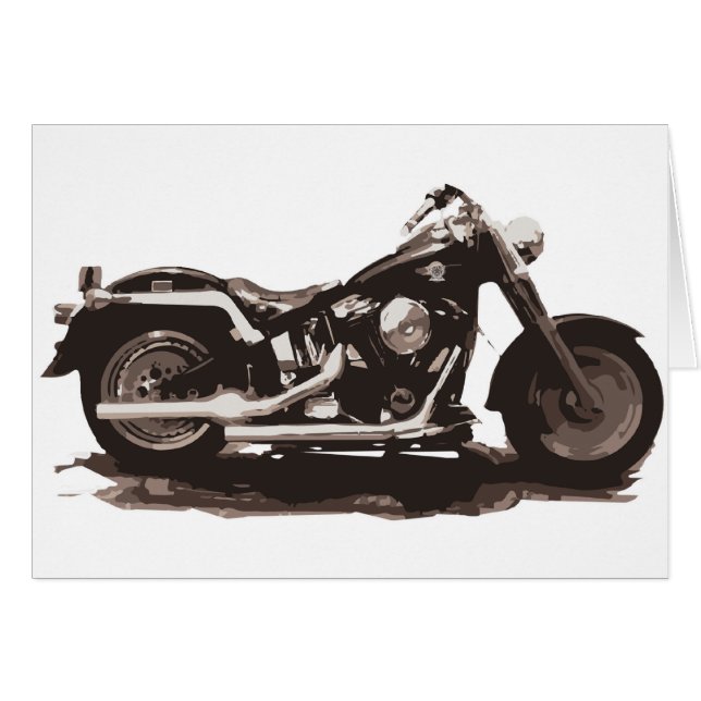 Cartão Motocicleta Clássica de Gordura (Frente Horizontal)