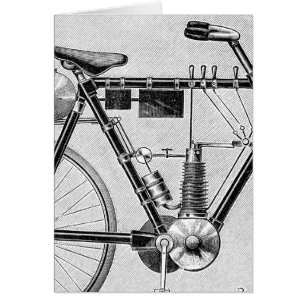 Cartão Motocicleta de Petrolette Omega, 1895