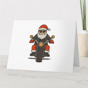 Cartão Motocicleta do Papai Noel Natal Vintage Divertido 