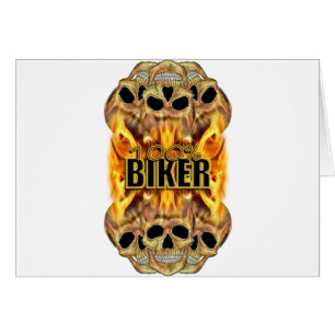 Cartão Motociclista 100% flamejante dos crânios