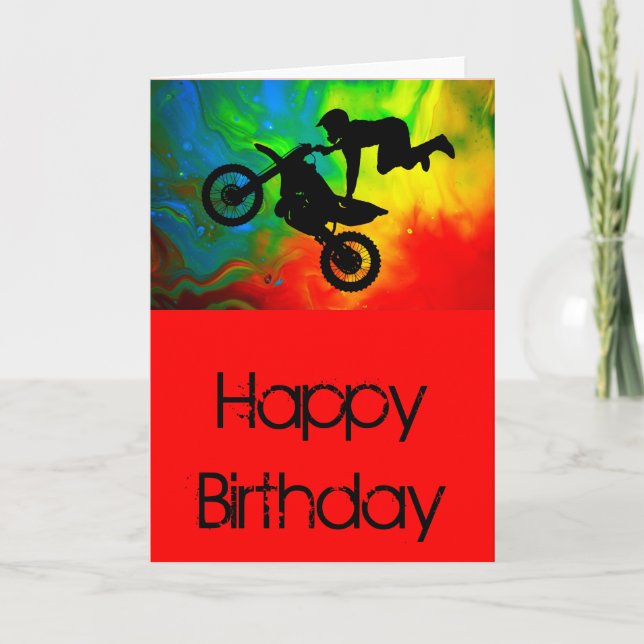 Cartão Motocross em uma chama solar para cima (Frente)