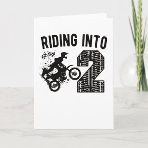 Cartão Motocross segundo aniversário Dirt Bike 2 Anos