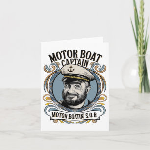 Cartão Motomotor Capitão Engraçado Humor De Barco Para Ho