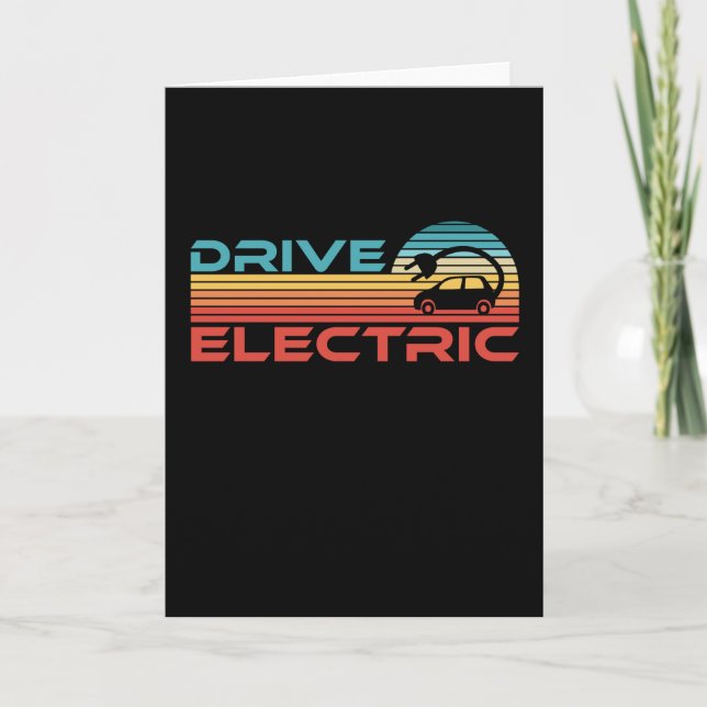 Cartão Motor Veículo Elétrico EV Gift. Carro Retro Sunset (Frente)