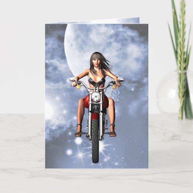Cartão Motorbiker girl birthday card (Frente)