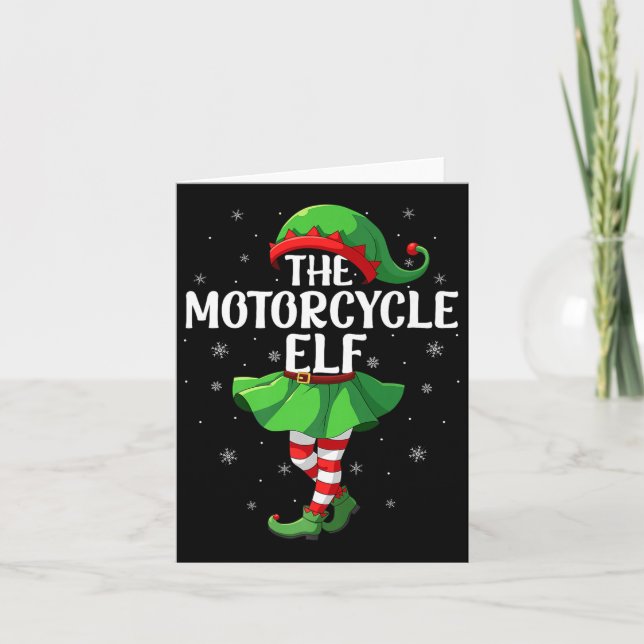 Cartão Motorcycle Elf Christmas Girls Women Elf Squad Xma (Frente)