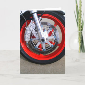 Cartão Motorcycles Motorcycle Wheel Red Rims Photo