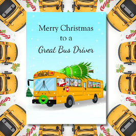 Cartão Motorista de ônibus escolar do Papai Noel