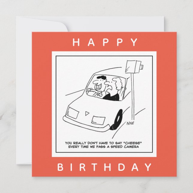 Cartão Motorista diz queijo ao atravessar uma câmera de v (Frente)