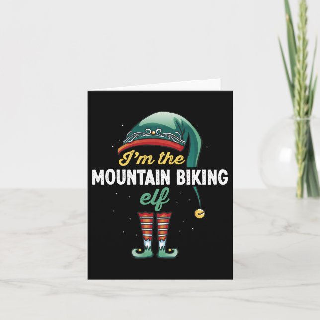 Cartão Mountain biking Elf Family Matching Christmas Gift (Frente)