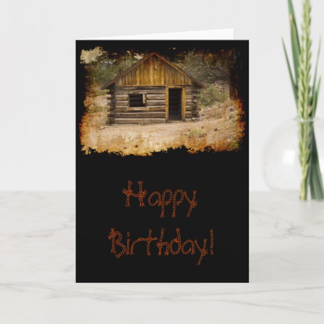 Cartão Mountain Cabin Birthday (Frente)
