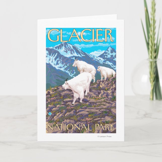 Cartão Mountain Goats Scene - Glacier National Park, (Frente)