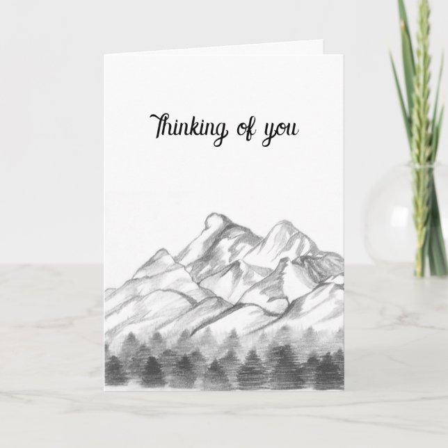 Cartão Mountains Sketched in Pencil on Note Card (Frente)