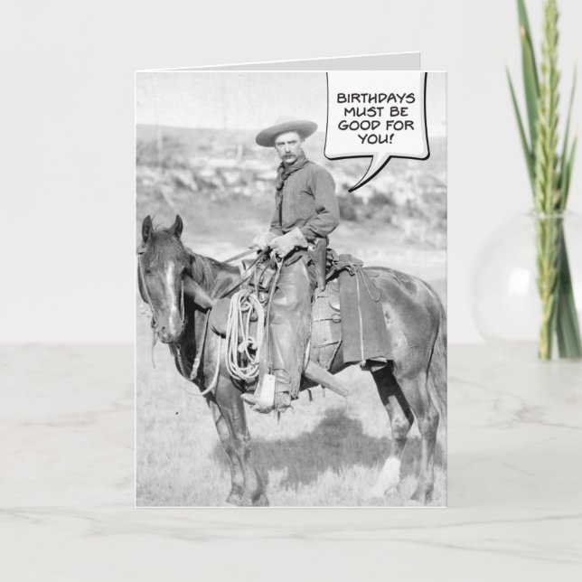 Cartão Mounted Cowboy Birthday Card (Frente)