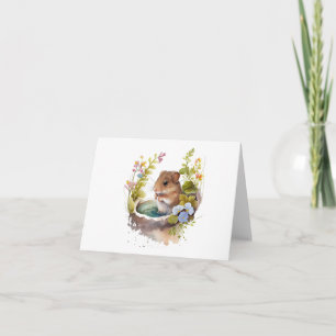 Cartão Mouse em poça com VAZIO de flores