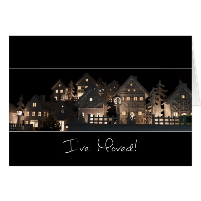 Cartão Movi casas de Natal iluminadas (Frente Horizontal)