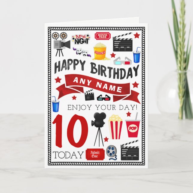 Cartão Movie Film Night Personalised Birthday Card (Frente)