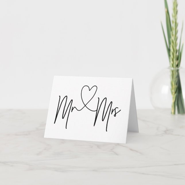 Cartão Mr and Mrs Wedding Day Card Heart Cards (Frente)