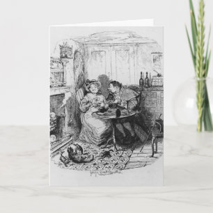 Cartão Mr Bumble and Mrs Corney taking tea