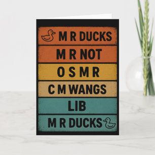 Cartão MR Ducks Retro Vintage Engraçado Trocadilho Pato P