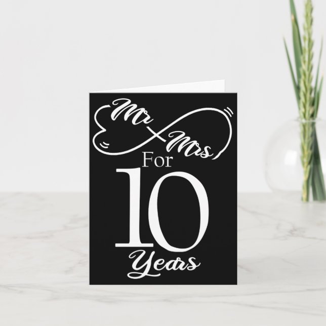 Cartão Mr Mrs For 10 Years 1st Wedding Anniversary  (Frente)