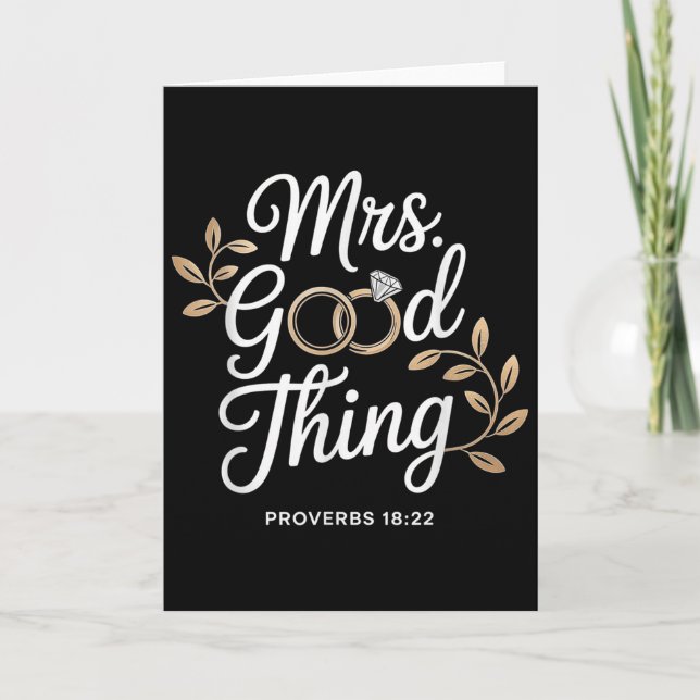 Cartão Mrs Good Thing Christian Proverbs Christian Couple (Frente)