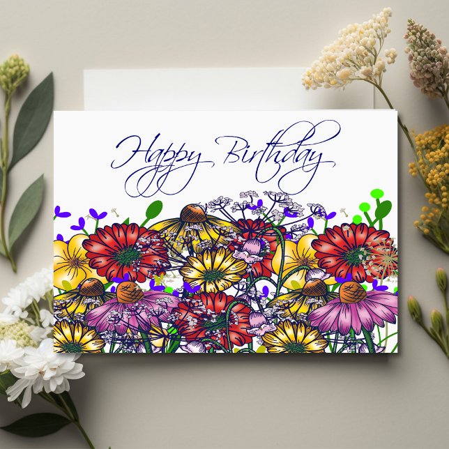 Cartão Ms Taylor Birthday Card (Unique Birthday Cards: Geometric and Flat Art styles featuring florals, animals, and modern designs
)