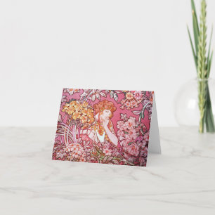 Cartão Mucha Woman Among Flowers Art Nouveau Note Cards