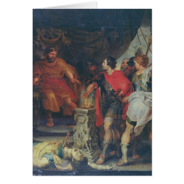 Cartão Mucius Scaevola antes de Lars Porsena, c.1618-20 (Frente)