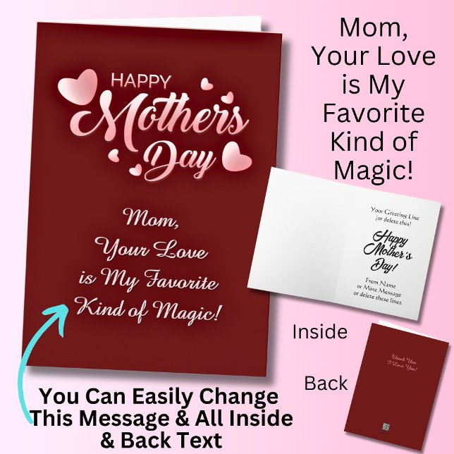 Cartão Mude texto, mãe, seu amor é minha magia favorita (Criador carregado)