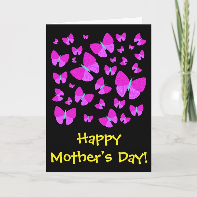 Cartão Muitas borboletas artísticas + "Dia das mães (Frente)