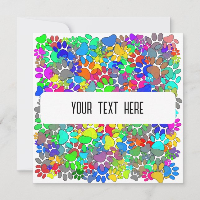 Cartão Muitas Impressões De Pata De Cão Em Toda A Placa (Frente)