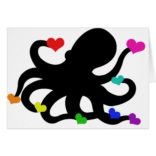 Cartão Muito amor Corações Octopus Art Design (Frente Horizontal)