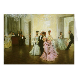 Cartão Muito cedo por James Tissot, Arte Vitoriana Vintag