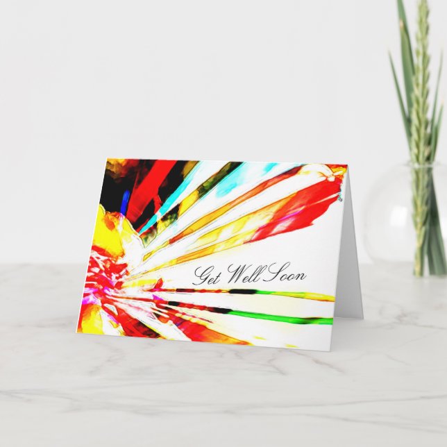 Cartão "Muito Em Breve" Arte De Girassol De Abstrato (Frente)