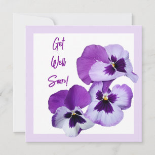 Cartão Muito em breve bonito pansinho púrpura amor floral