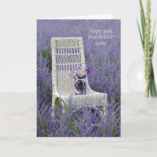Cartão Muito em breve, Buquê na cadeira (Frente)