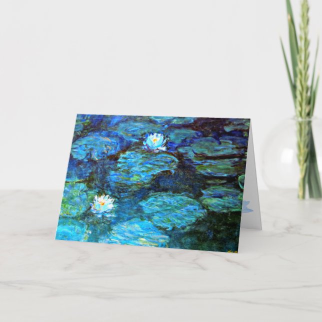 Cartão Muito em breve, Monet's Water Lily trabalho de art (Frente)