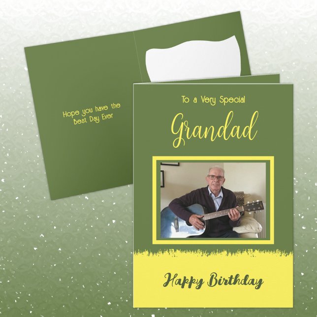 Cartão Muito especial Avô feliz aniversário verde amarelo (Criador carregado)