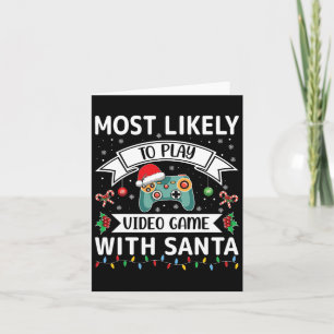 Cartão Muito Provável Jogar Video Game Com Papai Noel Fun