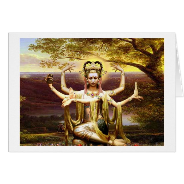 Cartão Muitos armaram Kwan Yin (Frente Horizontal)